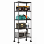 5 Tier Heavy Duty Adjustable Wire Shelving with Wheels, Storage Racks for Garage Kitchen Pantry Laundry Office, Easy Assembly, 23"D x 13"W x 60"H(Shipment from Walmart)