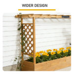 Raised Garden Bed with Trellis, Hanging Roof, Planter Box, Drainage Holes, Vertical Plant Container for Vine Climbing Plant Flower, Standing Wood Planter for Garden Patio Yard, Teak - Image 9