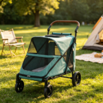 66 LBS Capacity Teal Pet Stroller – for Large Dogs, All-Terrain Spring Suspension, 8-Position Adjustable Handle - Image 7