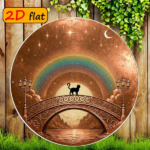 CIFbuy 2D Flat Round Aluminum Sign 7.87x7.87 Inch, "" Black Cat on Arch Bridge with Rainbow Night Sky Stars, on Arch Bridge with Rainbow Night Sky Stars, TikTok, TikTok, tememu Self-pickup Logiarics - Image 3