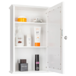 Single Door Mirror Indoor Bathroom Wall Mounted Cabinet Shelf White - Image 9