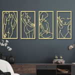 CIFbuy 4 Pcs Metal Wall Art Decor Minimalist Abstract Woman Wall Art Line Drawing metal line art Home Hanging Art Decor for Bedroom Kitchen Bathroom Living Room(Modern,Gold) (TikTok, temu pick-up service) - Image 3