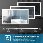 Bright LED Bathroom Mirror 36" x 28" Front Light, 5 Mins Defog, Full HD Reflected, 3 Colors Dimmable, Wall Mounted[Unable ship on weekends, TK/TEMU only for pickup, only TX10643 warehouse supports GOFO] - Image 5