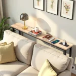 Same Code 71691605 39.4" Narrow Console Sofa Table with Power Outlets and USB Ports, Skinny Couch Table with Metal Frame and Charge Station with 4.9ft Extension Cord, Oak - Image 13