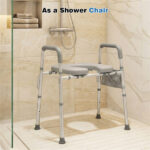 Adjustable Raised Toilet Seat (25.5"-28" Width x 27"-31" Height), 300LBS Capacity with Armrests & Storage Pouch - Image 4