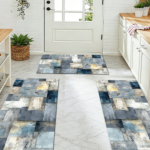 Three-piece kitchen rug set, non-slip and washable, abstract pattern kitchen hallway rug, soft and comfortable, suitable for sinks, floors, entrances, hallways and bathrooms. - Image 9