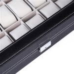 24 Compartments Top-level Opening Style Leather Watch Collection Box Black - Image 7