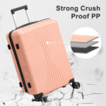 Non-TSA customs lock four-in-one PP trolley suitcase, available in 16in, 20in, 24in, and 28in sizes, in pink - Image 25