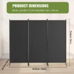 3 Panel Room Dividers, Foldable 89*72 Inch Privacy Panels, Cloth Sectional Dividers for Workspace, Bedroom, Meal Space, Study Room (Shipment from Walmart) - Image 2
