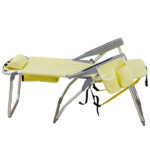 63*70*99cm Heightened Oxford Cloth Silver White Aluminum Tube Bearing 100kg Beach Chair Yellow - Image 6