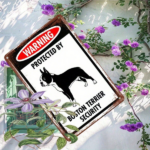 CIFbuy Vintage Boston Terrier Security Warning Sign 8x12 Inch" Rustic Distressed Iron Wall Decor With Pre-Drilled Holes, Decor With Pre-Drilled Holes, Chinese Text D ikTok, ikTok, t Self-pickup Logiopics - Image 2