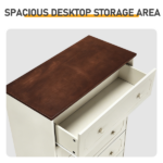 5-Drawer Cabinet with Solid Wood Veneer and Paint P2 MDF + P2 Particleboard Storage Cabinet 31.3*15.55*47.24in Dark brown Ceiling Panels + Light Brown Cabinets - Image 6