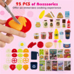 Pink Kids Corner Play Kitchen with Realistic Sounds, Lights & Steam, 95PCS Accessories Pretend Cooking Set for Ages 3+ - Image 8