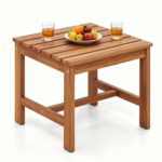17” Acacia Wood Outdoor Side Table, Square Slatted Patio End Table with Drainage Design, Heavy‑Duty Reinforced Frame Bistro Table for Backyard Garden Poolside - Image 3