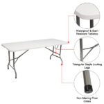6' Folding Table Portable Plastic Indoor Outdoor Picnic Party Dining Camping Tables - Image 40