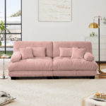 Cloud Couch 2 Seater Sofa for Living Room, Chenille 2 - Seat sofa with 2 Lumbar pillows and 2 throw pillows,Chenille Pink - Image 4