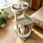 36" Compact Space‑Saving Cat Activity Center, Heavy‑Duty Stable Cat Climbing Furniture with Plush Rest Areas & Pom‑pom Toy for Kittens & Adult Cats - Image 4