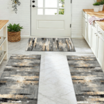 Three-piece kitchen rug set, non-slip and washable, abstract pattern kitchen hallway rug, soft and comfortable, suitable for sinks, floors, entrances, hallways and bathrooms. - Image 11