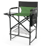 Same Code 53973428 31" Tall Directors Chair with Footrest, 4Portable Bar Height Folding Camping Chair with Built-in Cup Holder, Side Table, Storage Pocket, Olive - Image 3