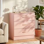 3-Drawer Chest with Textured Finish Drawer Dresser 22.05*12.99*25.98in Black - Image 14