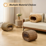 Handwoven Cat Cave House - Indoor Kitten Bed with Double-Sided Seasonal Mats, Sturdy Pet House for Multiple Cats, Suitable for Living Room & Bedroom - Image 7