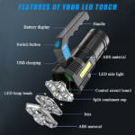 USB Rechargeable Handheld LED Flashlight Outdoor Spotlight Searchlight Work Light (US Logistics For USPS/DHL/Fedex/UPS. No designated logistics accepted TK/TMEU only For self-pickup - Image 6