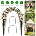 Freestanding Metal Trellis Arch Multi-Size Adjustable Modular Pipe Design, Black Iron Frame Segmented Assembly for Garden Climber Patio Wedding Decoration