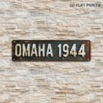 CIFbuy Vintage Military Aluminum Sign Omaha Beach WW2 Landmark Rustic Wall Decor For Garage Bar Man Cave (TikTok, temu pick-up service)
