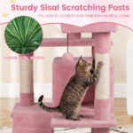 52" Tall Cat Tree Tower with Perches & Condos, Multi-Cat Playground with Scratching Posts (Pink) - Image 9