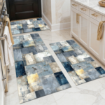Three-piece kitchen rug set, non-slip and washable, abstract pattern kitchen hallway rug, soft and comfortable, suitable for sinks, floors, entrances, hallways and bathrooms. - Image 13