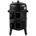 80*41*48cm Iron Spray Smoker Carbon Grill Black - Image 7