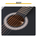 Matte Black 38-inch Round Acoustic Guitar with Picks, Strings, Capo, Case, Tuner, and Strap - Image 12