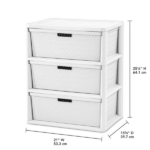 (2 pack) Wide 3 Drawer Tower, Plastic Storage Organizer with Removable Decorative Bins, Easy to Assemble - No Tools Needed, White(Shipment from Walmart) - Image 2