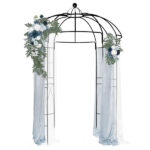 207*207*270cm Courtyard Wrought Iron Gazebo Iron Arch Black - Image 6