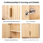 2-Door 3-Tier Slatted Bathroom Wall Cabinet 24.49"*22.83"*8.07 Oak - Image 5