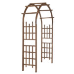 7FT Wooden Garden Arbor, Wedding Arch Backdrop Stand for Ceremony Party, Garden Pergola with Trellis for Climbing Plants, Dark Brown