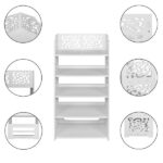 Wood-plastic Board Five Tiers Carved Shoe Rack White A - Image 10