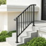 2-3 Step Outdoor Stair Handrail Kit, Black Retro Arch Carbon Steel Railing with Installation Kit - Image 5