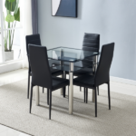 4pcs Elegant Assembled Stripping Texture High Backrest Dining Chairs Black Replace encoding 13028198-18410366 - Image 128