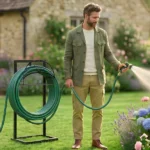 Garden Hose Holder, Water Hose Holder Stand with Storage Basket, Heavy Duty Freestanding Garden Hose Hanger Storage Rack with 4 Spikes for Outside Yard Lawn Farm, Black - Image 10