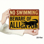 CIFbuy Vintage No Swimming Beware Of Alligator Sign, 8x12 Inch Metal Wall Art, Yellow Red Iron Plaque With Black Alligator Illustration TikTok, TikTok, tion Self-pickup Logiopics - Image 8