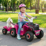 2 in 1 Kids Ride On ATV with Removable Trailer, 6V Electric Quad for Toddlers Ages 3+ Rose Red - Image 2
