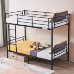 Same Code 12883671 Iron Bed Bunk Bed with Ladder for Kids Twin Size Black - Image 31