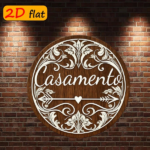 CIFbuy 1pc Retro Italian Casamento Wedding Wall Plaque, "" Italian Casamento Wedding Wall Plaque, Wedding Wall Plaque, Round Aluminum Floral Arrow Sign TikTok, TikTok, temu emu Self-pickup LogiSiics - Image 6