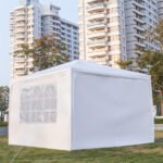 3 x 3m Four Sides Portable Home Use Waterproof Tent with Spiral Tubes White - Image 4