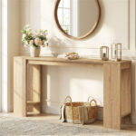 71" Long Farmhouse Console Table, Narrow Entryway Table with Bottom Storage Shelf - Image 7