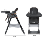 Adjustable Baby High Chair 0-6 Years – Portable Infant Feeding Seat with Safety Belt, Silent Lockable Wheels & Easy-Clean Design for Home, Dining, Living Room, Bedroom (Black) - Image 6