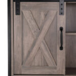 Retro Style MDF With Triamine Iron Frame Sliding Door Three-Layer Rack Bathroom Cabinet - Image 12