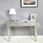 Three Drawers Mirror Table Dressing Table Console Table - Image 25