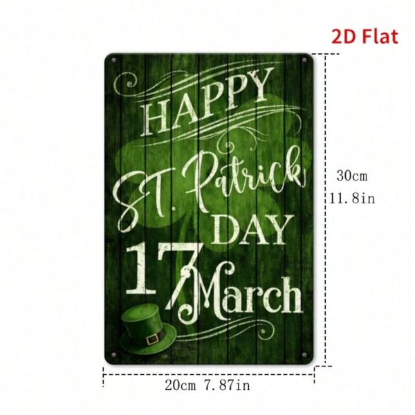 CIFbuy St. Patrick's Joy Vintage Metal Plaque Sign, 2D Flat Print Waterproof Rust Resistant Wall Art, Decorative Hanging Sign For Home TikTok, TikTok, st Resistant Wall Art Self-pickup Logiopics